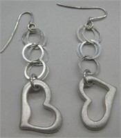 Sterling Silver Dangle Heart Earrings