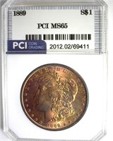 1889 Morgan PCI MS65 Golden Purple