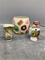 Cookie Jar w/ Crack & 2 Pieces from Italy