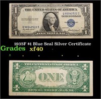 1935F $1 Blue Seal Silver Certificate Grades xf