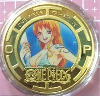 One piece anime 24K gold-plated coin