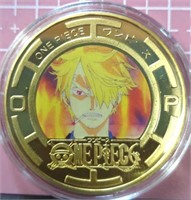 One piece anime 24K gold-plated coin