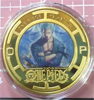 One piece anime 24K gold-plated coin