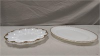 Anchor hocking gold trimmed platter & egg plate