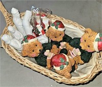 Christmas Bear and Santa Lot in Basket