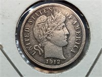 OF) Full Liberty 1912 silver Barber dime
