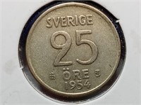 OF) 1954 Sweden silver 25 ore