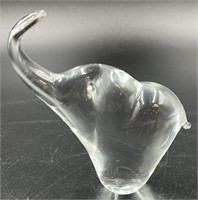 Etched Signed Elephant Paperweight