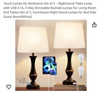 Touch Lamps for Bedrooms Set of 2
