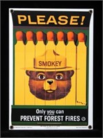 Smokey Bear U.S. Forest Service Porcelain Sign