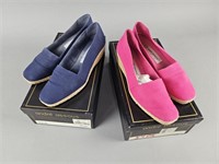 Vtg André Assous Wm 6.5 Navy & Fuchsia Shoes