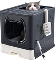 Vealind Foldable Kitten Litter Box with Lid Top