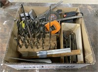 Group of Drill Bits, Measuring Tools, Etc.