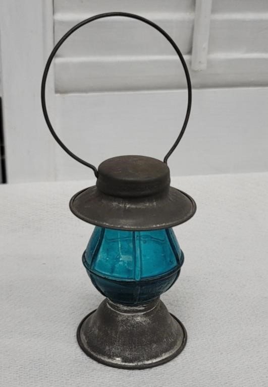 Glass & Tin Railroad Lantern Candy Container