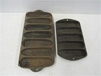 2 Cast Iron Cornstick Pans