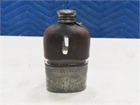 VintageLook 5" Glass Booze Flask w/ Silver/Leather