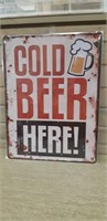 Metal sign 12 x 16" Cold Beer