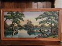 Large Vintage Framed Landscape Oil Painting