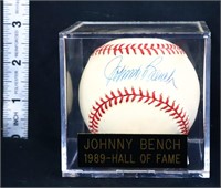 Signed Johnny Bench baseball w/ COA