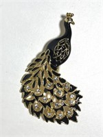 Jeweled peacock brooch