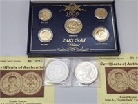 Commemorative Ronald Reagan coins and 24K plated