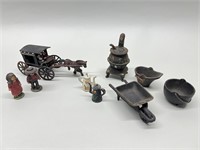 Miniature Cast Iron Cookware & Figurine Set