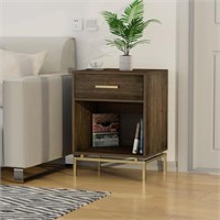 Anmytek Wood Nightstand With Drawer and Open Stora