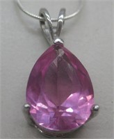 Sterling Silver Pink Stone Ladies Necklace