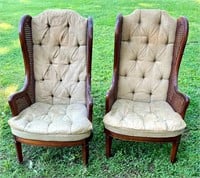 2 VTG LEWITTE'S FURNITURE TUFTED WING BACK CHAIRS