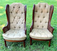 2 VTG LEWITTE'S FURNITURE TUFTED WING BACK CHAIRS