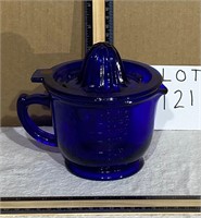 cobalt blue measuring glass with top