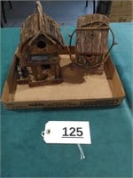 2 Bird Houses made with Tree Bark