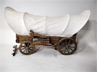 Vtg Wooden Covered Wagon Replica