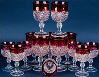 Indiana Glass Ruby Flashed Goblets Wine Glasses