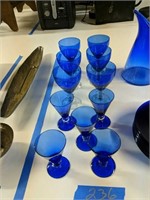 Set Of Blue Glassware As Shown