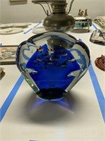 Large Glass Ornament With Fish Figures