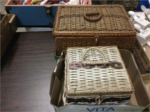 Two vintage sewing baskets size medium and small