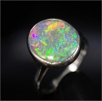 Mid century opal and 9ct yellow gold cocktail ring