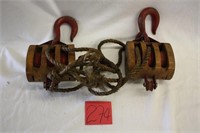 Wooden Block & Tackle Pulley System