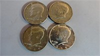 4 Kennedy Half Dollars, 2-1965 & 2-1966