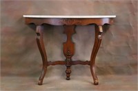 Victorian Marble Top Demilune Table