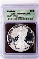 Coin 2001-W American Silver Eagle .999 ICG PR70