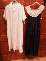 Two vintage clothing items including black satin