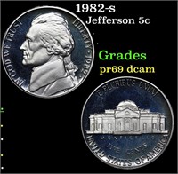 Proof 1982-s Jefferson Nickel 5c Grades GEM++ Proo