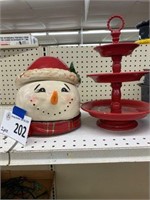 Snowman Cookie Jar and Serving Platter
