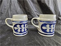 2 Williamsburg Pottery Salt Glazed Mugs