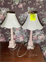 PAIR OF PINK TABLE LAMPS 18 IN TALL