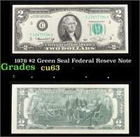1976 $2 Green Seal Federal Reseve Note Grades Sele