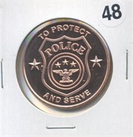 Police Protect and Serve One Ounce .999 Copper Rou