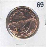 Giganotosaurus One Ounce .999 Copper Round